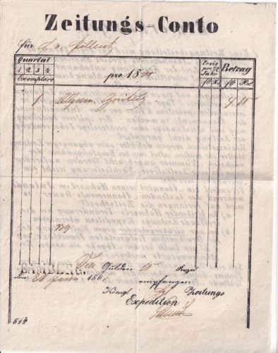 Bayern - Bamberg schwarzer L1 Zeitungskonto 1861