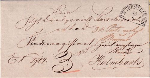 Bayern - Untersteinach 15/2 HKS Portobrief n. Kulmbach 1850 - Vermerk !!