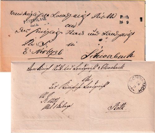 Bayern - Roth Postablage-L2 + Aushilfs-L2 16/9 Dienstbrief n. Schwabach