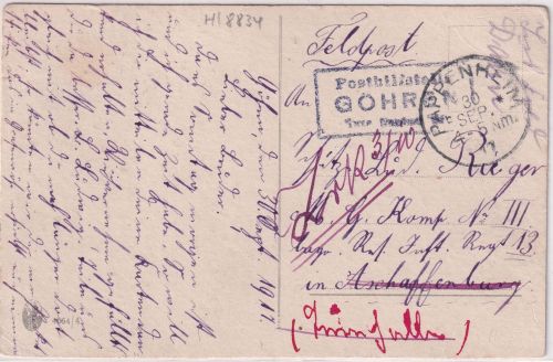 Bayern - Göhren T. Neudorf Mf. Posthilfsstelle Ra3 Feldpostkarte 1917 - retour