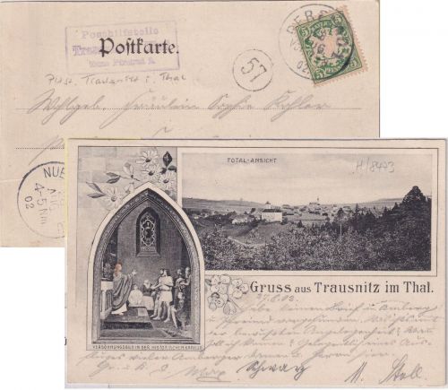 Bayern - Trausnitz i. Thal T. Pfreimd 2 Posthilfsstelle Ra3 AK Trausnitz 1902