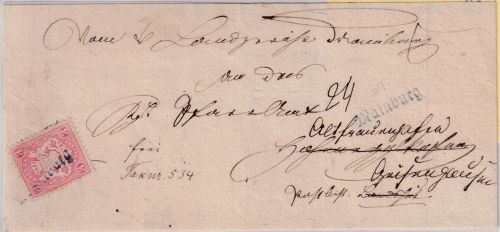 Bayern - Mainburg Aushilfs-L2 3 Kr. Wappen Brief-Vds. n. Altfraunhofen