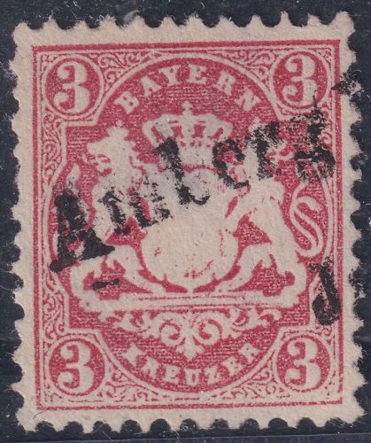 Bayern - Amberg Aushilfs-L2 3 Kr. Wappen gez. Einzelmarke gepr. Schmitt BPP