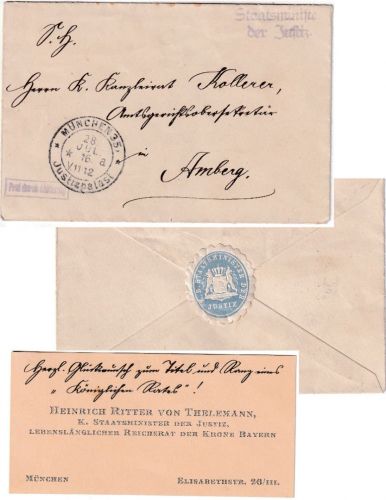 Bayern - München Justizpalast 1916 Frei d. Ablösung/brief n. Amberg