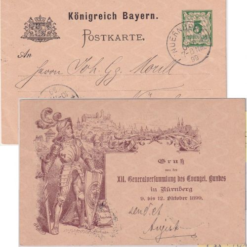 Bayern - 5 Pfg. Rauten Privatganzsache XII. Gen.Vers. Evangelischer Bund 1899