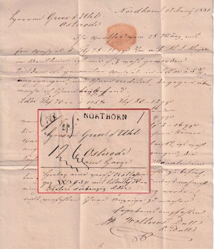 Hannover - Northorn L1 Paletbegleitbrief n. Osterode 1831 - mit Inhalt