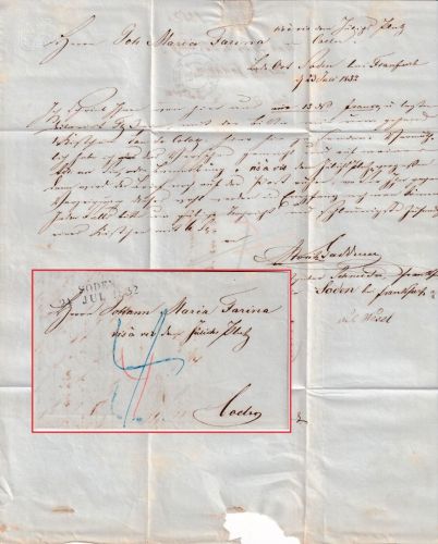 Thurn & Taxis - Soden 21. JUL 1852 L2 Portobrief n. Cöln - mit Inhalt