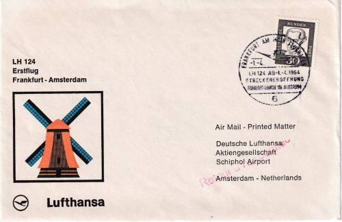 BRD - 30 Pfg. Bed. Deutsche Lupo-Drucksache n. HOLLAND Frankfurt a/M 1964