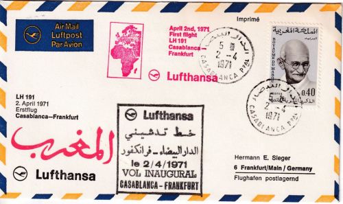 Marokko - Lufthansa Erstflug Casablanca - Frankfurt a/M. 2.4.1971