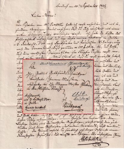 Baden/Württemberg - Bonndorf 1834 Geldbrief/Botenbrief (?) n. Stuttgart