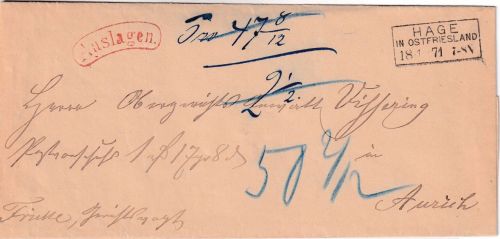 NDP - Hage in Ostfriesland 18.11.71 Ra3 Auslagenbrief n. Aurich