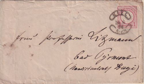 DR - 1 Gr. gr. Brustschild Ganzsache/Brief Wurststempel Kiel 24.5.74