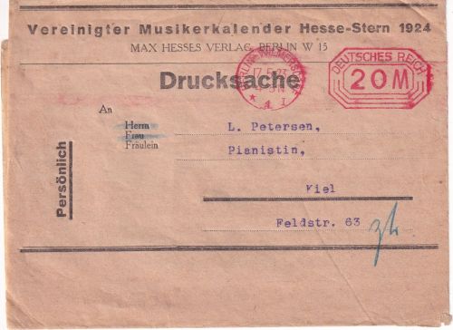 DR-Infla - Berlin-Wilmersdorf 17.5.23 20 M. Postfreistempel Drucksachenschleife