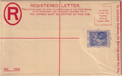 Barbados - 3 P. Georg V. registered letter stationery envelope G size unused