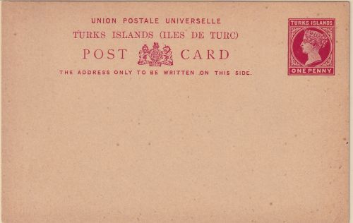 Turks Islands - 1 P. Victoria stationery postcard unused