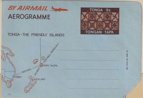 Tonga - 9 S. Aerogramme Map Landkarte Stationery unused