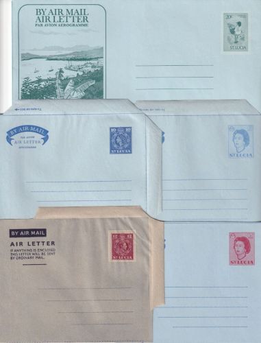 St. Lucia - Aerogramme 5 different stationeries - all unused