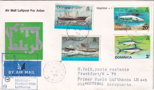 Dominica - Lufthansa Erstflug Montreal Frankfurt Zuleitungspost 1975