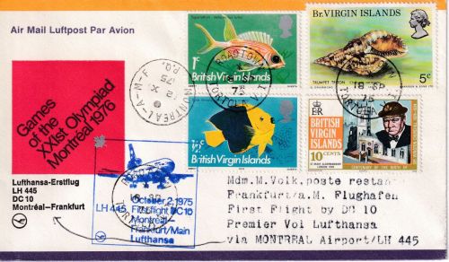 British Virgin Islands - Lufthansa Erstflug Montreal Frankfurt Zuleitung 1975