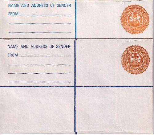 Sierra Leone - 35 C. registered letter stationeries 2 diff. shades of brown