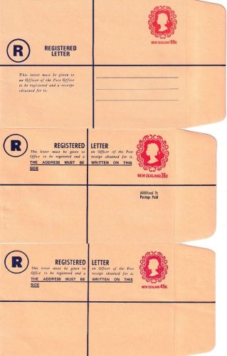 New Zealand - 99, 45, 38+7 C. registered letter stationeries all unused