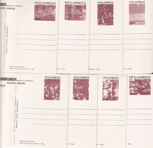 Mocambique - 8x 100 MT picture postcards stationeries "Felicitades" - all unused