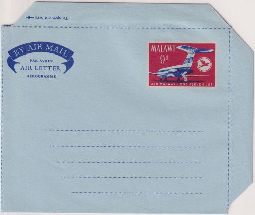 Malawi - 9 P. airplane aerogramme air letter stationery unused