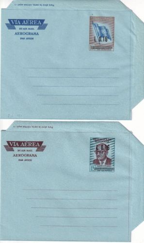 Honduras - 12/L0.16 + 10/L0.16 overprinted aerogrammes both unused