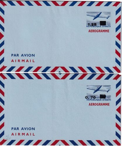 Haiti - 0,70 + 1,25 C. airplane overprinted aerogrammes both unused