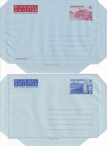 Grenada - 10 + 20 C. Rum destillery/Parliament aerogramme stationeries unused