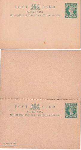 Grenada - 1/2 P. Victoria stationerie postcard + pc w/replycard both unused