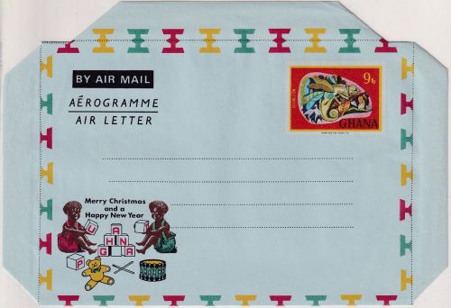 Ghana - 9 P. Christmas aerogramme air letter stationery unused