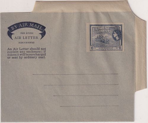 British Guiana - 6 P. QEII rice combine aerogramme air letters stationery unused