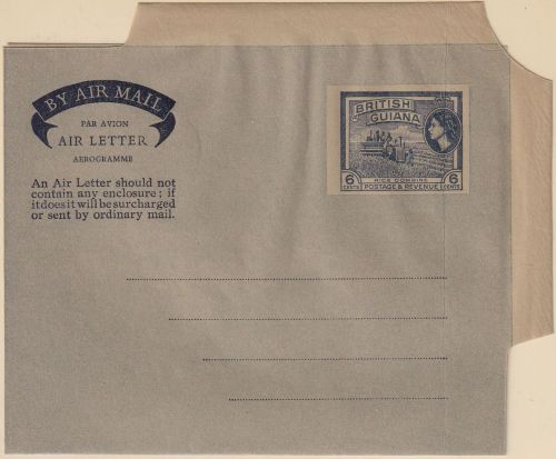 British Guiana - 6 P. QEII rice combine aerogramme air letters stationery unused
