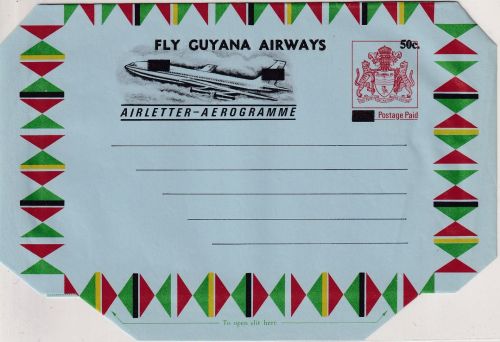 British Guiana - 50 C./15 C. airplane/overprint aerogramme stationery unused