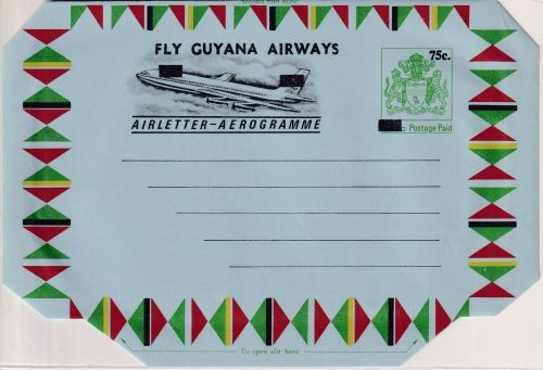 British Guiana - 75 C./25 C. airplane/overprint aerogramme stationery unused