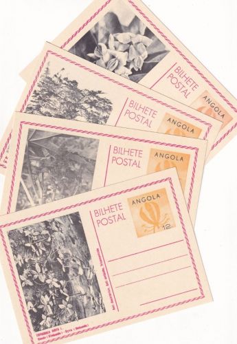 Angola - 12 A. picture stationery postcard (4 pictures) all unused