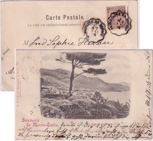 Monaco - 10 C. Albert I. braun AK Monte carlo - Heidelberg 1898