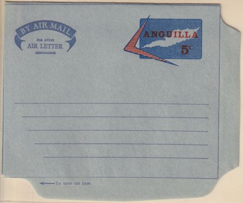 Anguilla - 5 C. island aerogramme air letter stationery unused