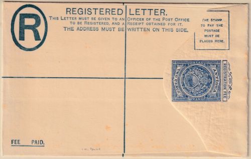 Antigua - 2 P. registered stationery envelope format G stationery unused