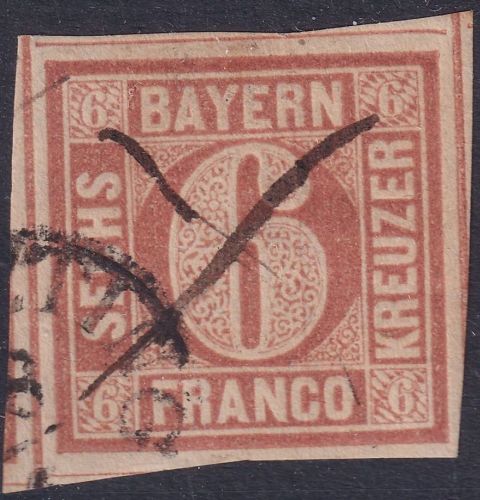 Bayern - 6 Kr. Quadrat Platte I Fingerhut-K1 (Kötz)ting +Fdzg. KB Stegmüller BPP