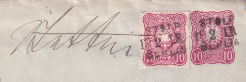 DR - Stolp 19.2. I.R. Berlin Bahnpost-L3 hds. Aufgabe Stettin Briefteil 1882