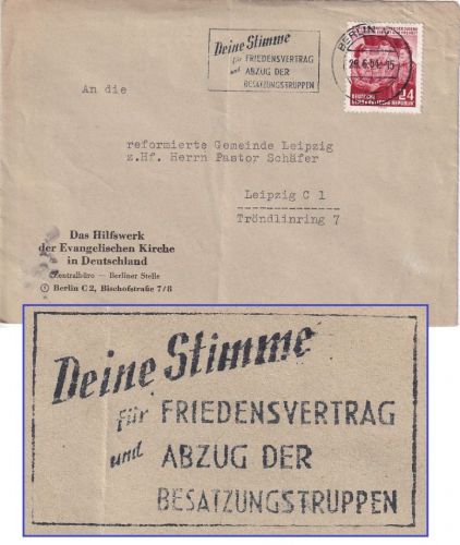 DDR - 24 Pfg. Deutschlandtreffen Jugend Brief Berlin - Leipzig 1954 Stempel !!