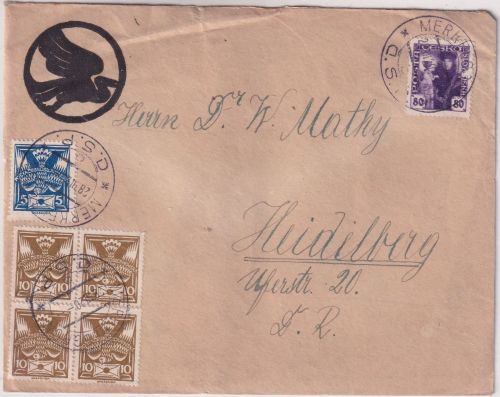Tschechien - 80 H. Hussit u.a. Firmenbrief Merkelsgrün - Heidelberg 1920