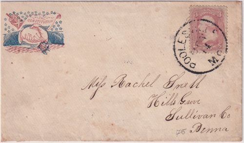 USA - 3 C. Washington Ausg. 1861 Patriotic cover Poolesville - Hillesgrove