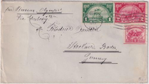 USA - 1+2 C. Hugenotten u.a. Brief New York - Stockach 1927
