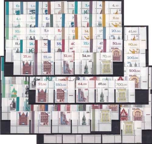 BRD - Sehenswürdigkeiten DM-Währung 4x37 Werte/alle 4 BOGENECKEN postfrisch/MNH