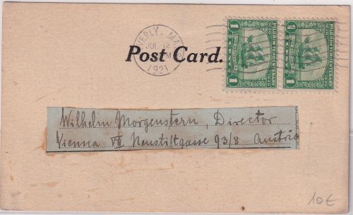 USA - 2x1 C. Mayflower Postcard to AUSTRIA Beverly - Vienna 1921