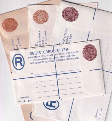 Jamaica - Registered letters stationeries 1xG, 3xF-format different types unused
