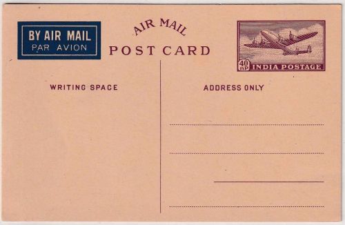 India - 40nP airmail postcard stationery unused